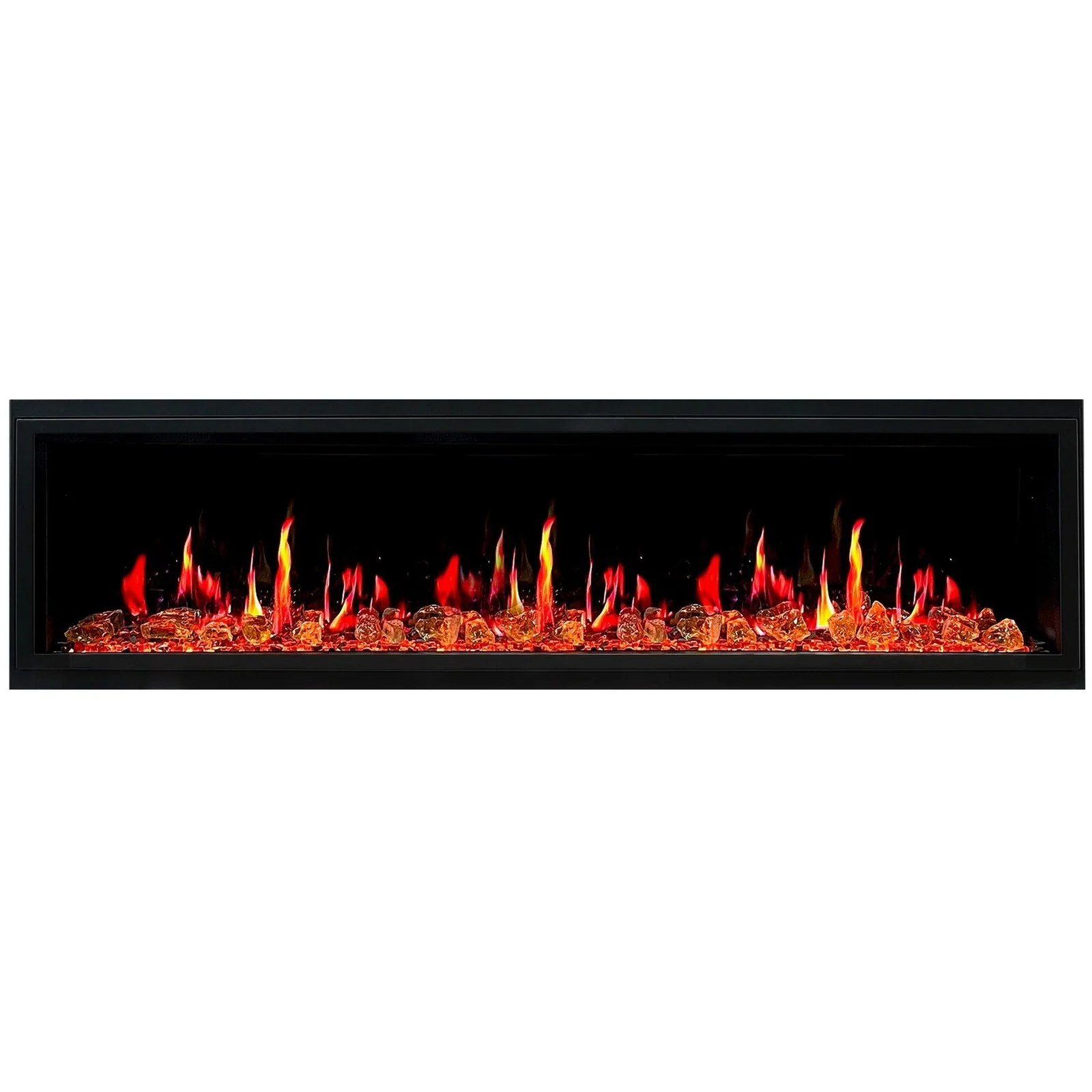 Litedeer Homes Latitude 75" Smart Built-in Electric Fireplace with Wifi, Fireplace App, HD LED Screen, Crackling Fire Sounds, 5 Unique Realistic Flame with Crystal Stone and Remote Included- Amber Glass Crackling Sounds - ZEF75VA - Image 5