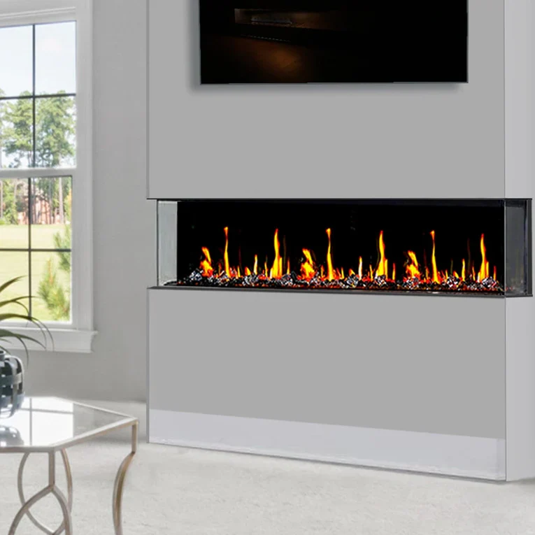 Litedeer Homes WarmCastle 50-in 3 Side Smart Electric Fireplace + Reflective Amber Glass ZEF50TA - Image 9
