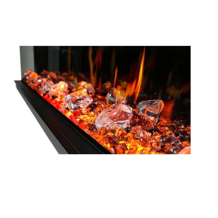 Litedeer Homes WarmCastle 60-in 3 Side Smart Electric Fireplace + Crushed Ice Rocks ZEF60T - Image 9