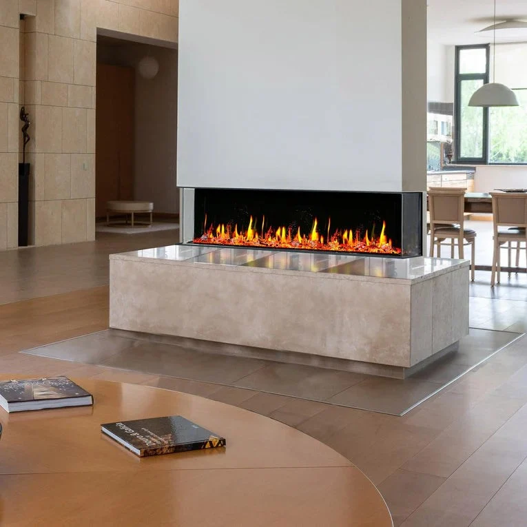 Litedeer Homes WarmCastle 60-in 3 Side Smart Electric Fireplace + Reflective Amber Glass ZEF60TA - Image 12
