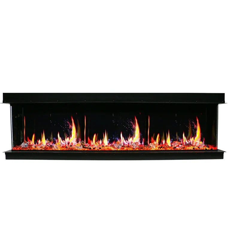 Litedeer Homes WarmCastle 60-in 3 Side Smart Electric Fireplace + Reflective Amber Glass ZEF60TA - Image 8