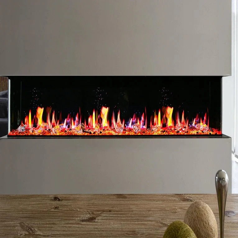 Litedeer Homes WarmCastle 72-in 3 Side Smart Electric Fireplace + Crushed Ice Rocks ZEF72T - Image 17