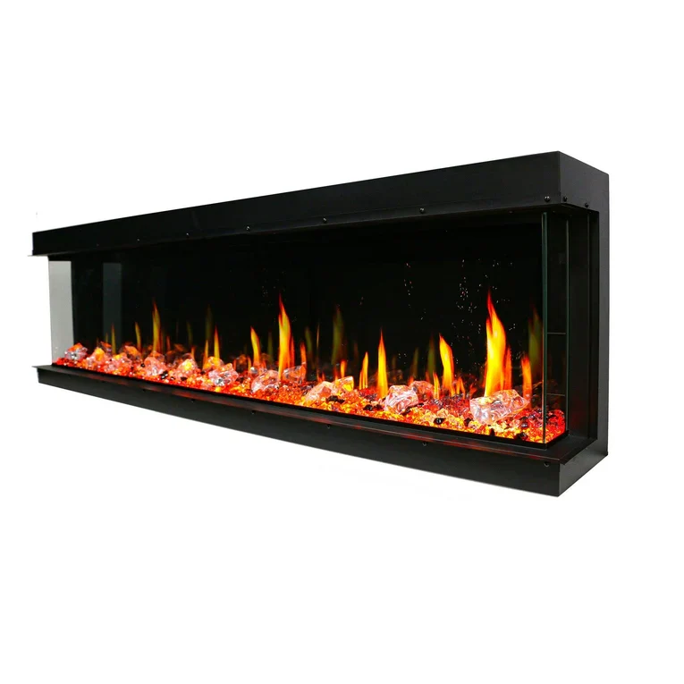 Litedeer Homes WarmCastle 72-in 3 Side Smart Electric Fireplace + Crushed Ice Rocks ZEF72T - Image 6