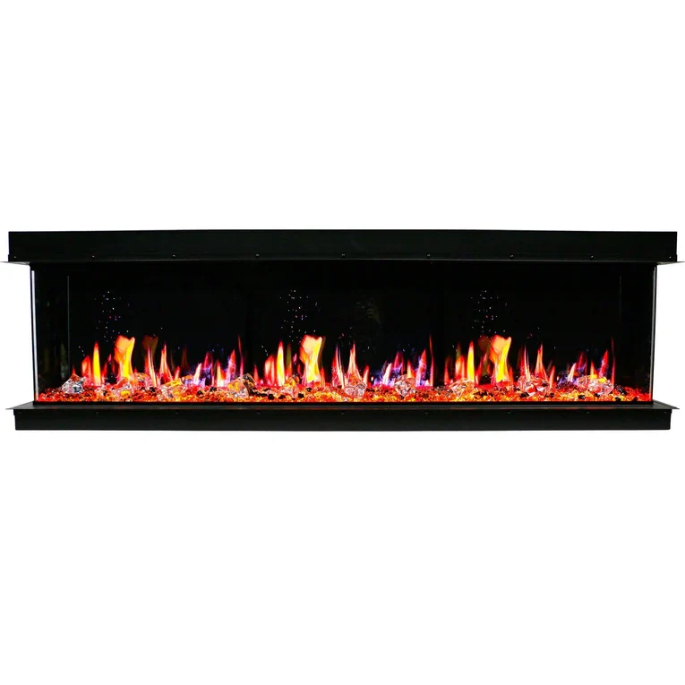 Litedeer Homes WarmCastle 72-in 3 Side Smart Electric Fireplace + Crushed Ice Rocks ZEF72T - Image 8