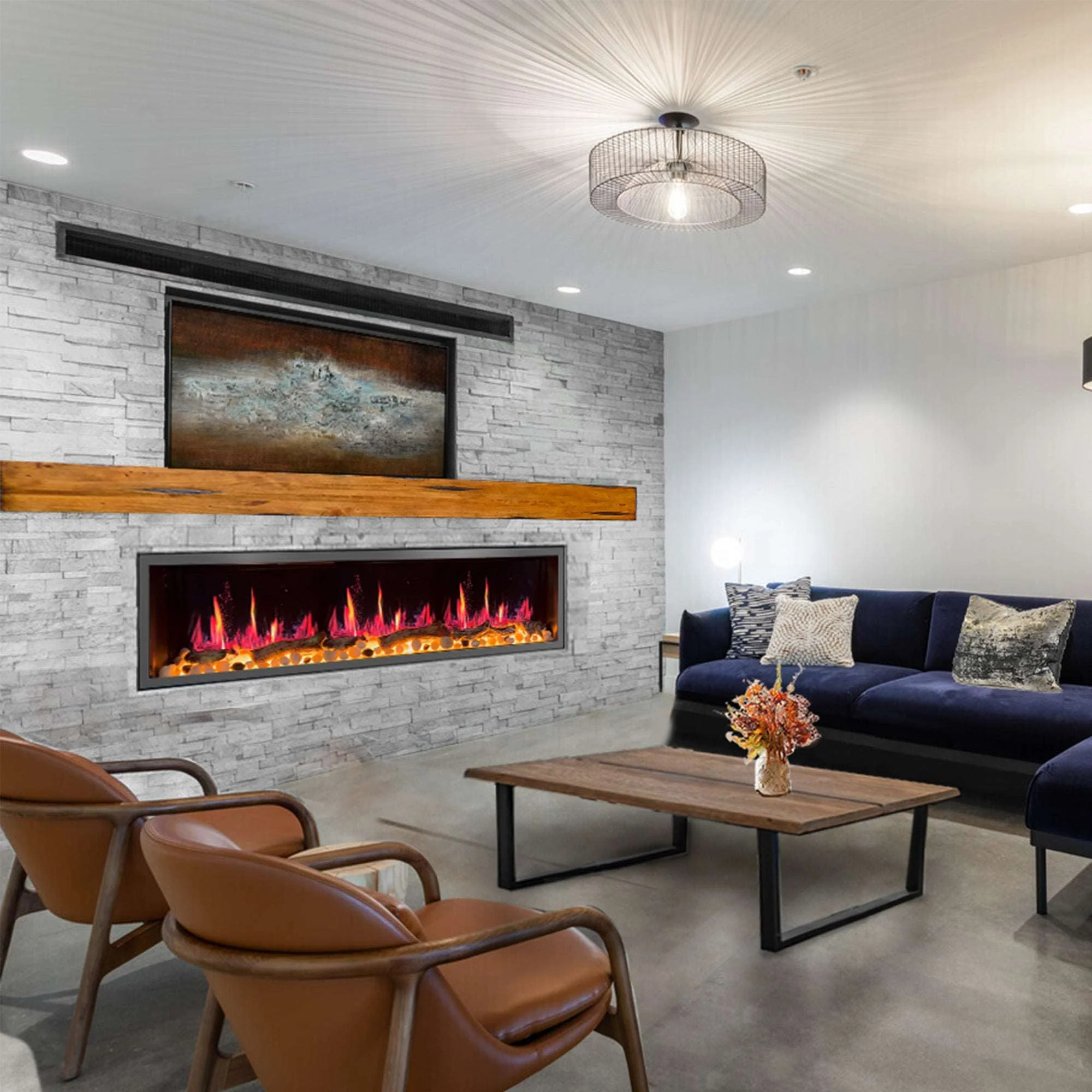 Litedeer Homes Latitude 75 inch Smart Control HD LED Electric Fireplace Wifi Enabled (Model: ZEF75VC),Black - Image 9