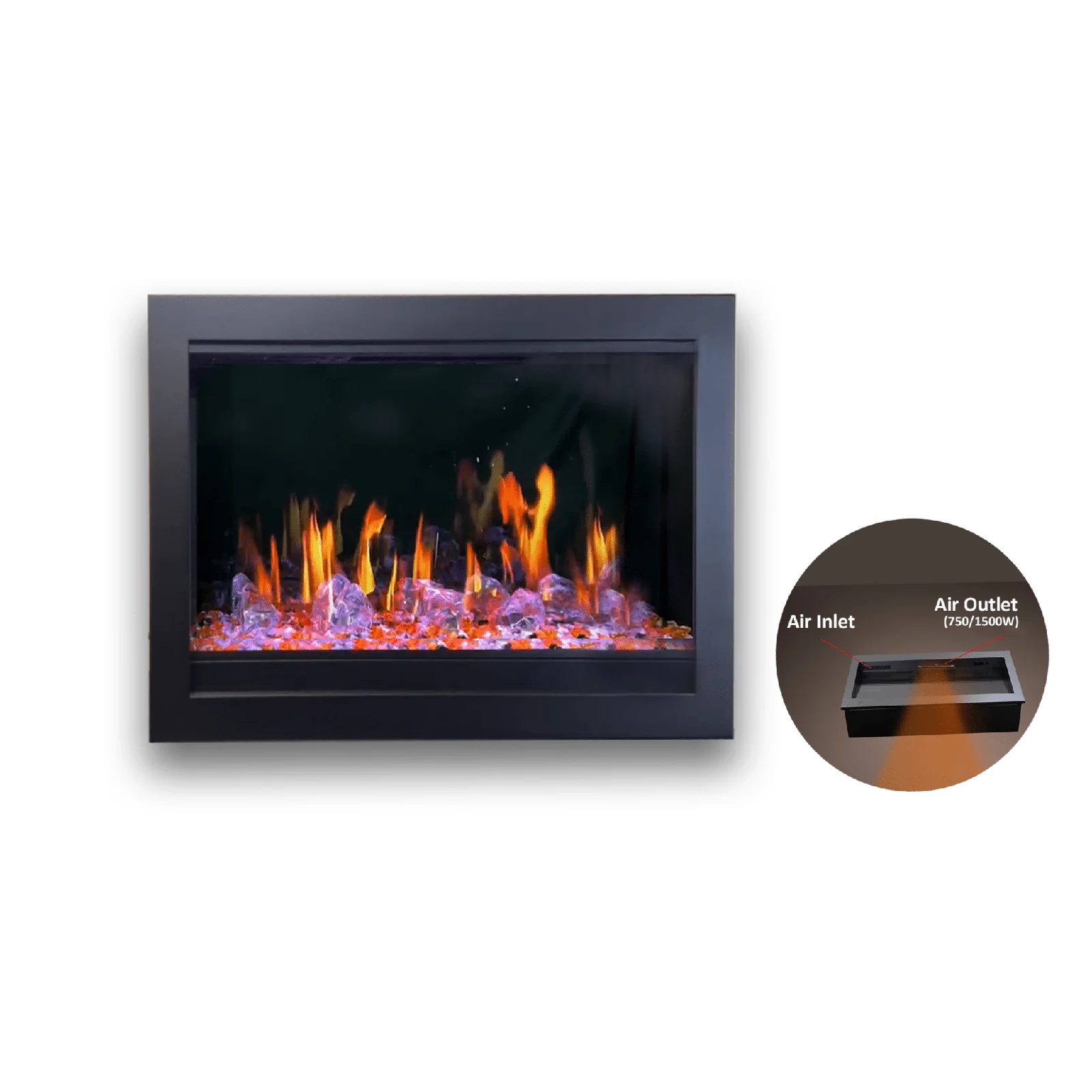 Litedeer Homes LiteStar 38" Smart Electric Fireplace Insert with App Diamond-like Crystal - (ZEF38VC-C) - Image 3