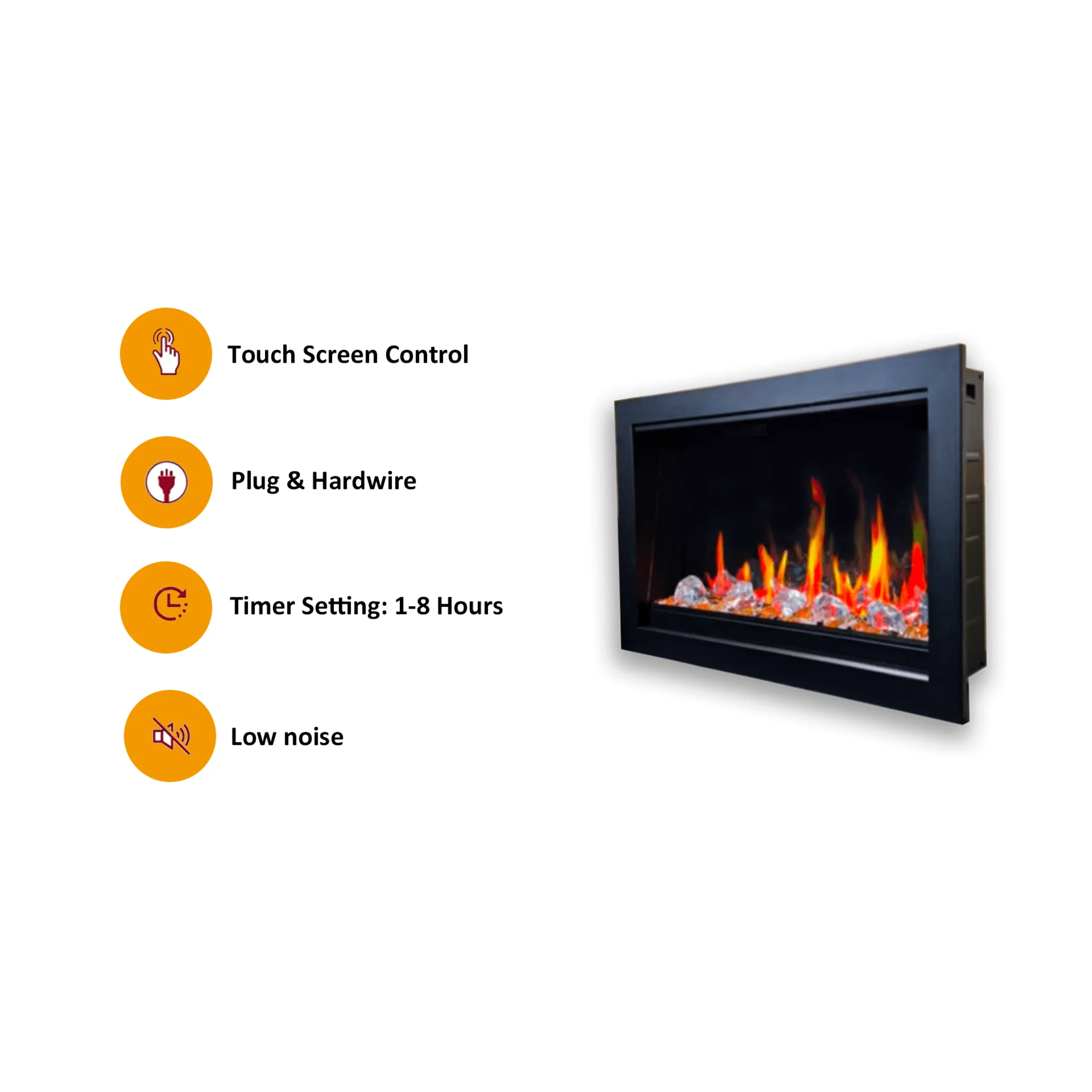 Litedeer Homes LiteStar Smart Electric Fireplace Insert with App Reflective Amber Glass - Image 9