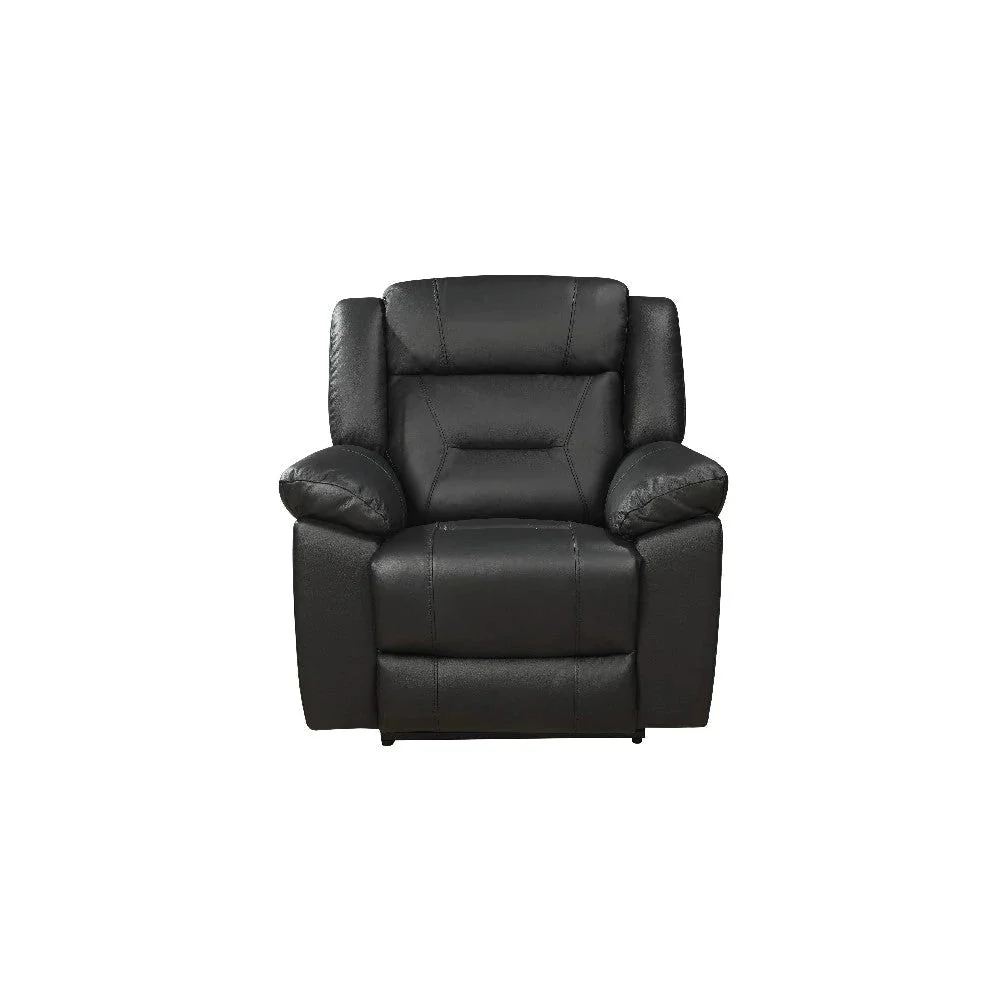 Benzara Lois 40 Inch Real Leather Power Recliner Armchair, Black BM272049 - Image 2