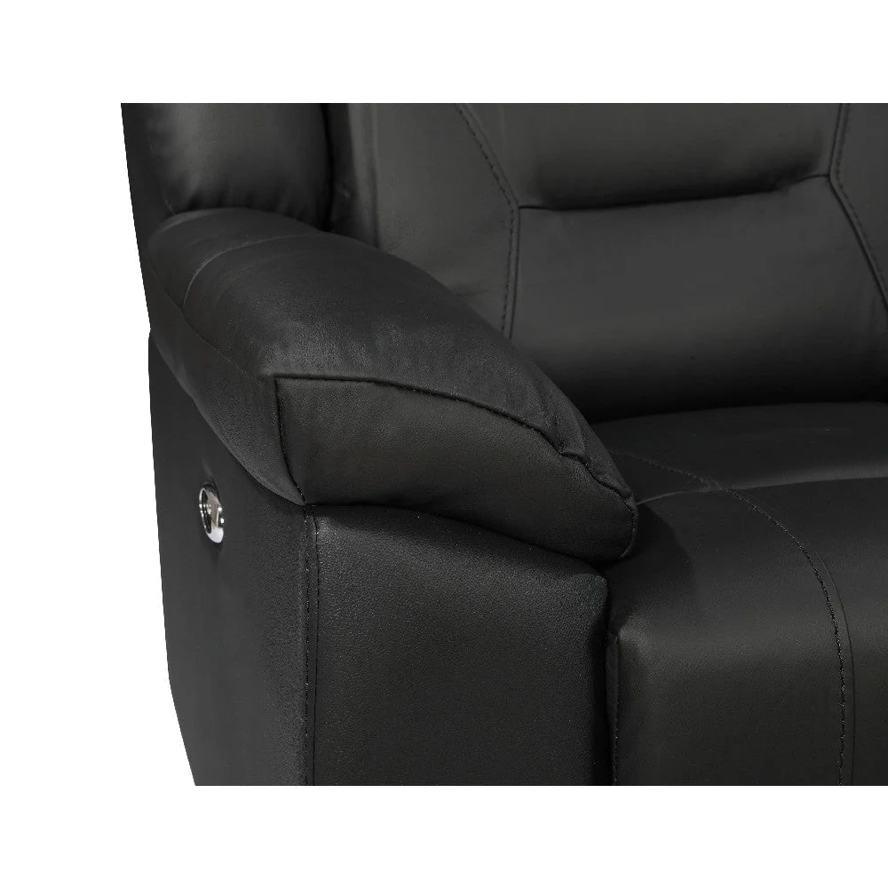 Benzara Lois 40 Inch Real Leather Power Recliner Armchair, Black BM272049 - Image 4