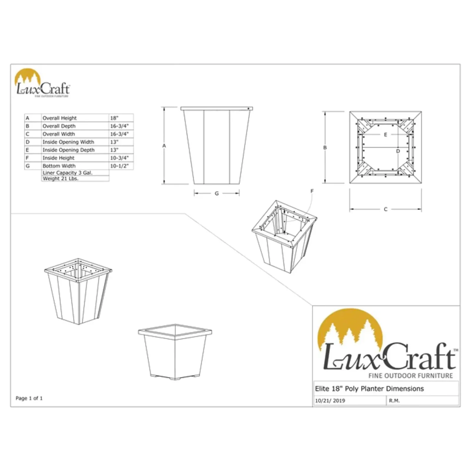 LuxCraft 18" Elite Planter - Image 2