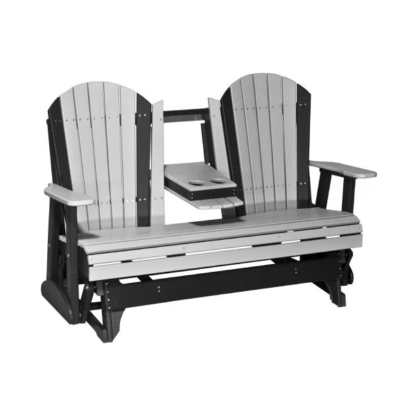 LuxCraft 5' Adirondack Poly Glider Chair With Fold Down Console - Image 10