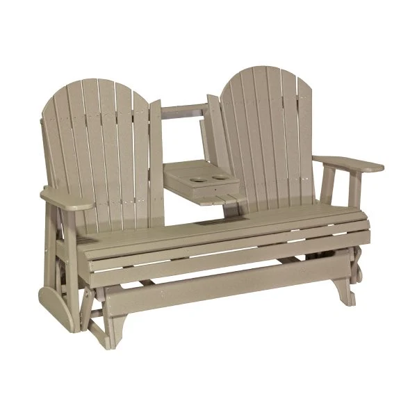 LuxCraft 5' Adirondack Poly Glider Chair With Fold Down Console - Image 16