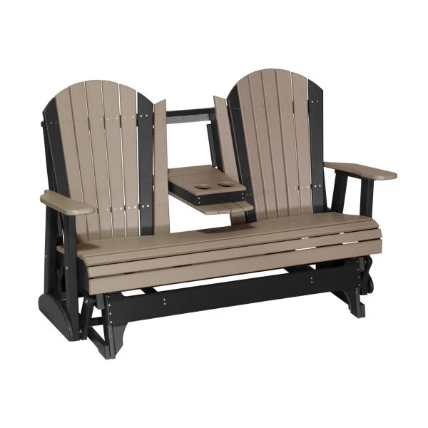 LuxCraft 5' Adirondack Poly Glider Chair With Fold Down Console - Image 17