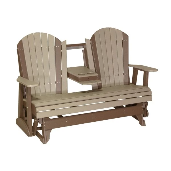 LuxCraft 5' Adirondack Poly Glider Chair With Fold Down Console - Image 18
