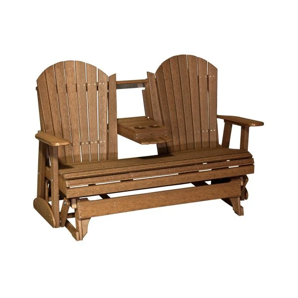 LuxCraft 5' Adirondack Poly Glider Chair With Fold Down Console - Image 21