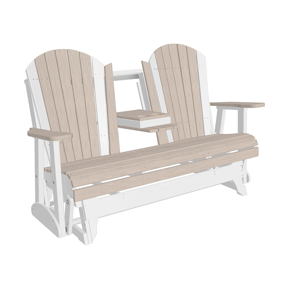 LuxCraft 5' Adirondack Poly Glider Chair With Fold Down Console - Image 23