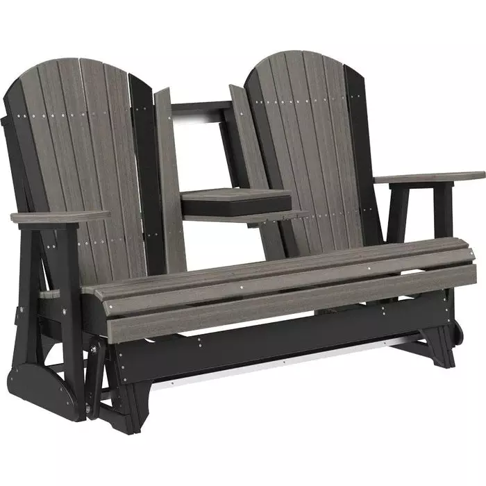 LuxCraft 5' Adirondack Poly Glider Chair With Fold Down Console - Image 25