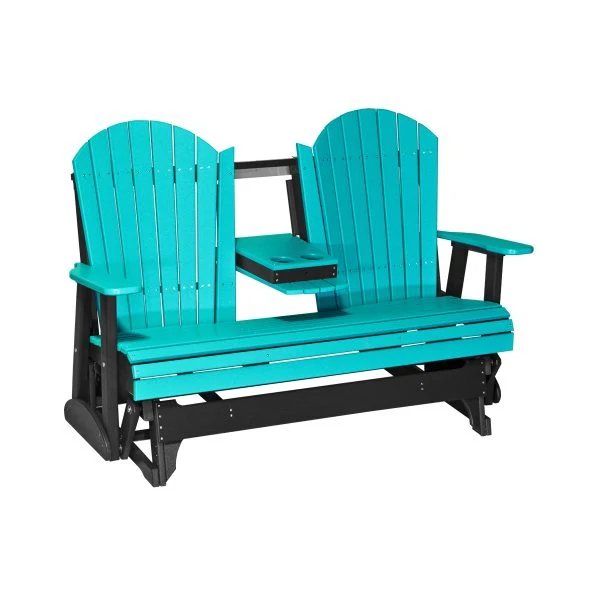 LuxCraft 5' Adirondack Poly Glider Chair With Fold Down Console - Image 3
