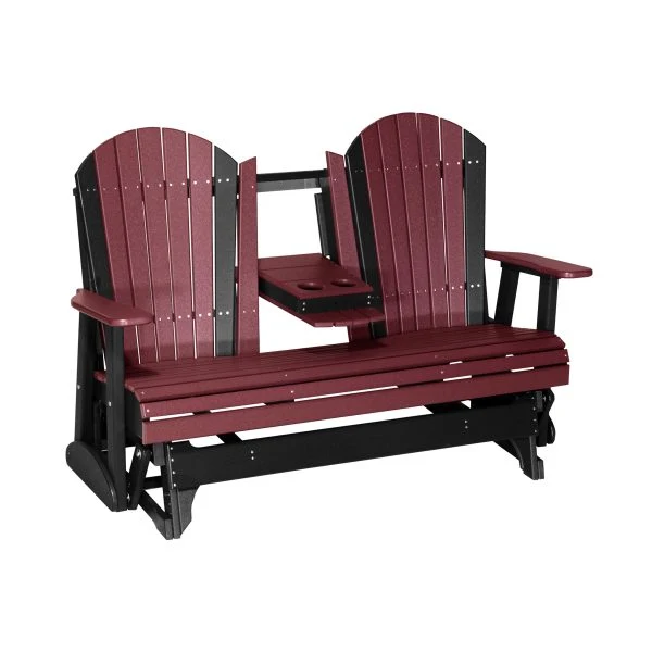 LuxCraft 5' Adirondack Poly Glider Chair With Fold Down Console - Image 8