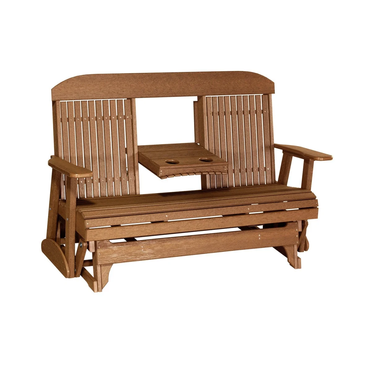 LuxCraft 5' Classic Poly Double Glider Chair With Center Tray - Image 15