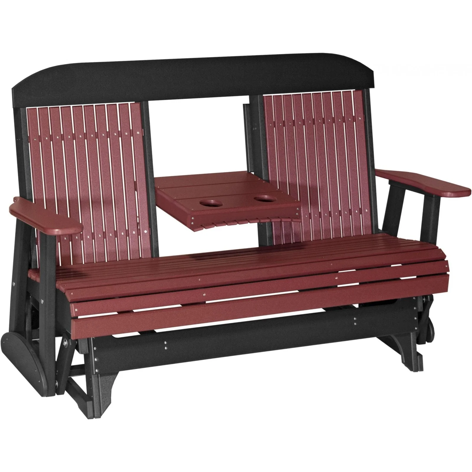 LuxCraft 5' Classic Poly Double Glider Chair With Center Tray - Image 6