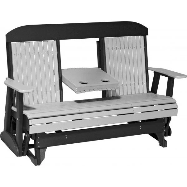 LuxCraft 5' Classic Poly Double Glider Chair With Center Tray - Image 8