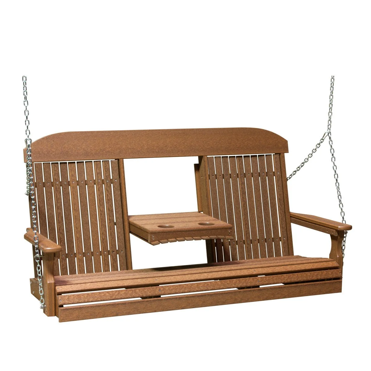 LuxCraft 5' Classic Highback Poly Swing With Flip Down Center Console - Image 15