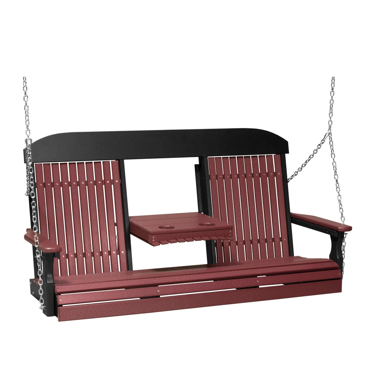 LuxCraft 5' Classic Highback Poly Swing With Flip Down Center Console - Image 6