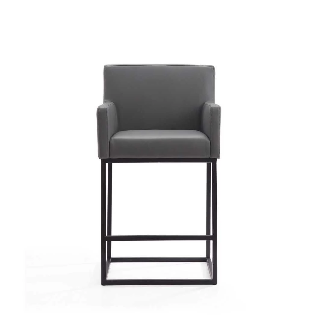 Manhattan Comfort Ambassador 38 in. Cream and Black Metal Counter Height Bar Stool (Set of 3) - Image 8