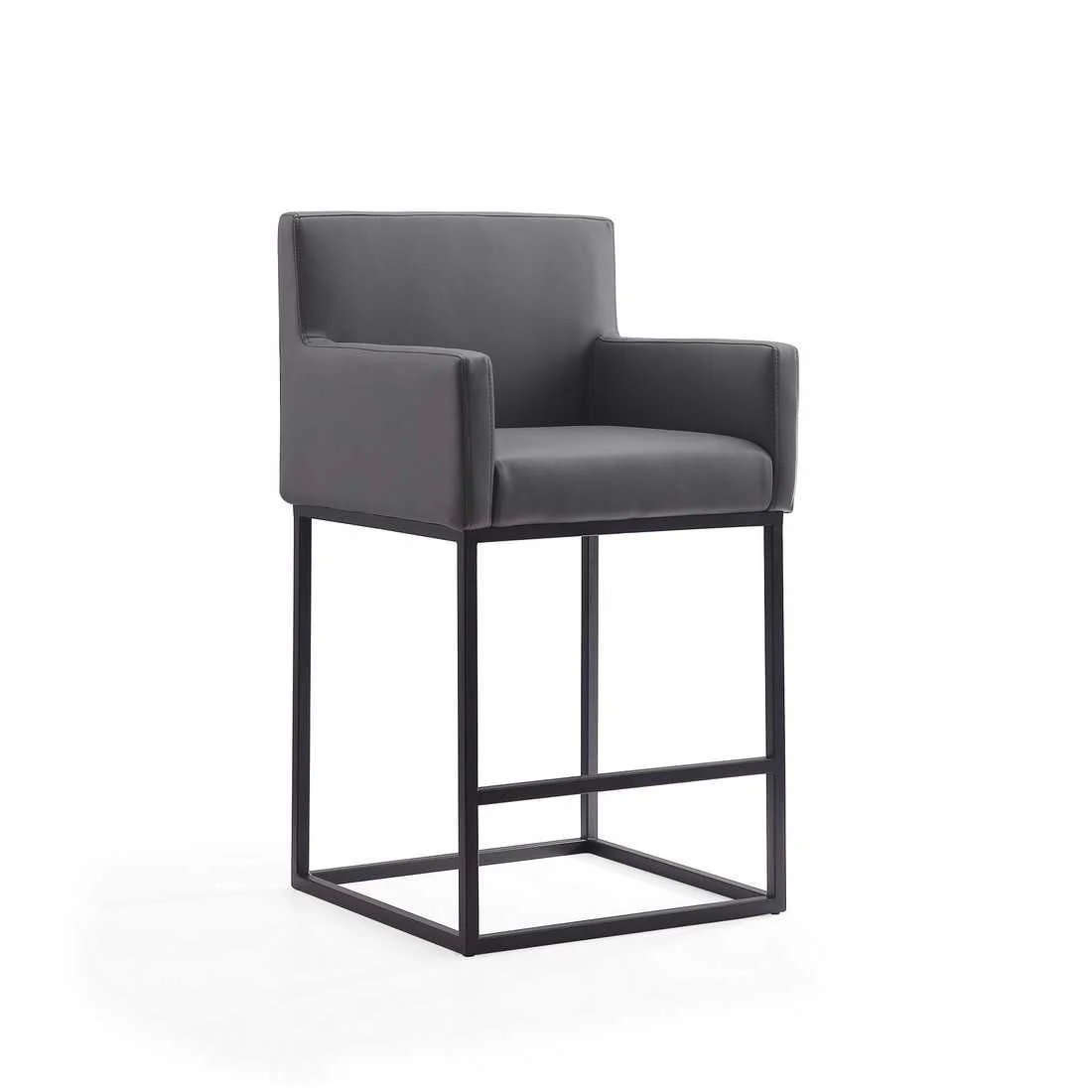 Manhattan Comfort Ambassador 38 in. Cream and Black Metal Counter Height Bar Stool (Set of 3) - Image 9