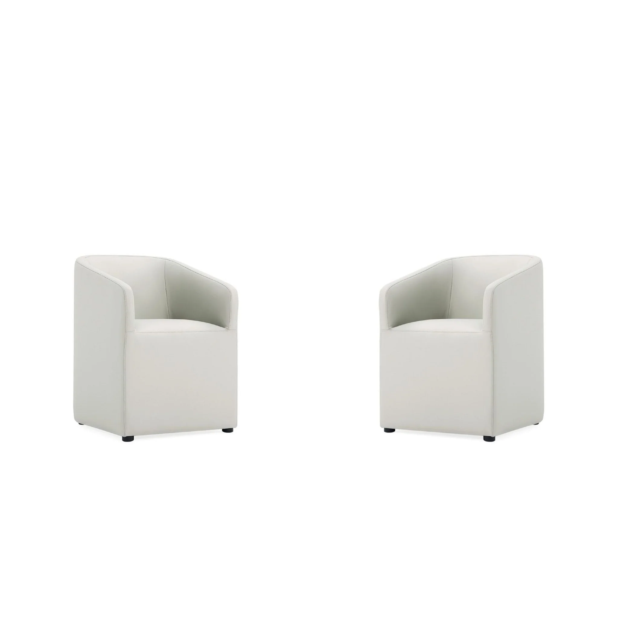 Manhattan Comfort Anna Modern Round Faux Leather Dining Armchair in Saddle (Set of 2) - Image 12