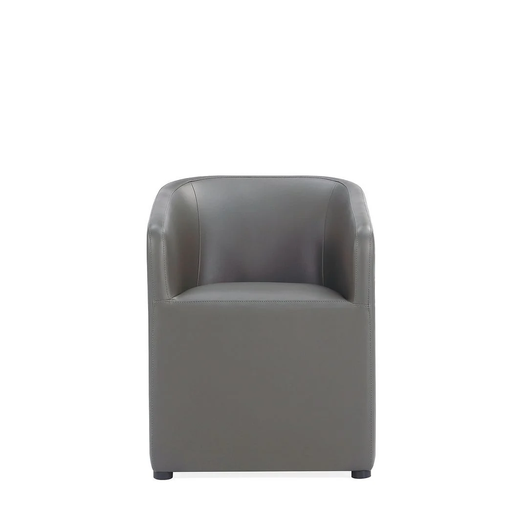 Manhattan Comfort Anna Modern Round Faux Leather Dining Armchair in Saddle (Set of 2) - Image 23