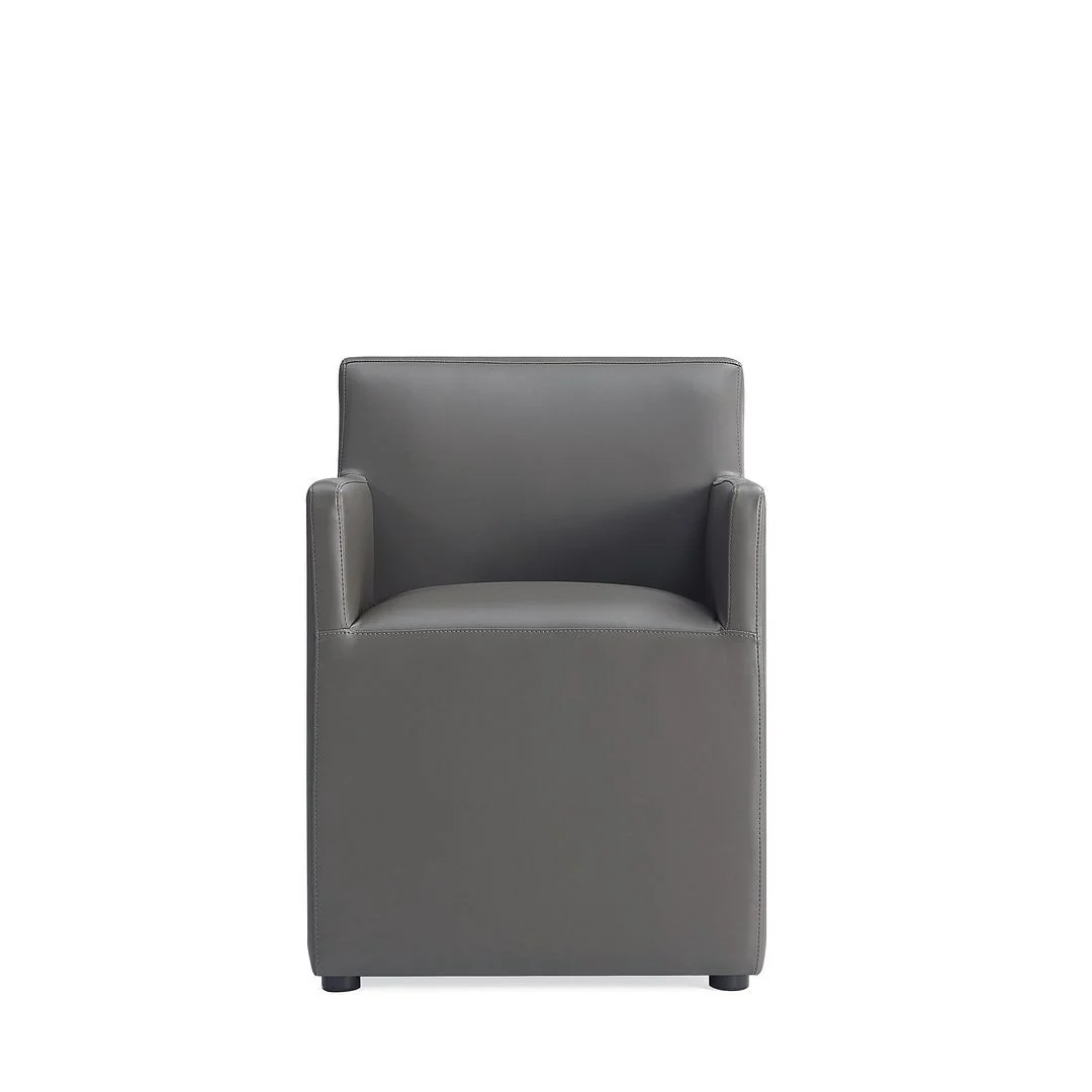 Manhattan Comfort Anna Modern Square Faux Leather Dining Armchair in Saddle (Set of 2) - Image 23