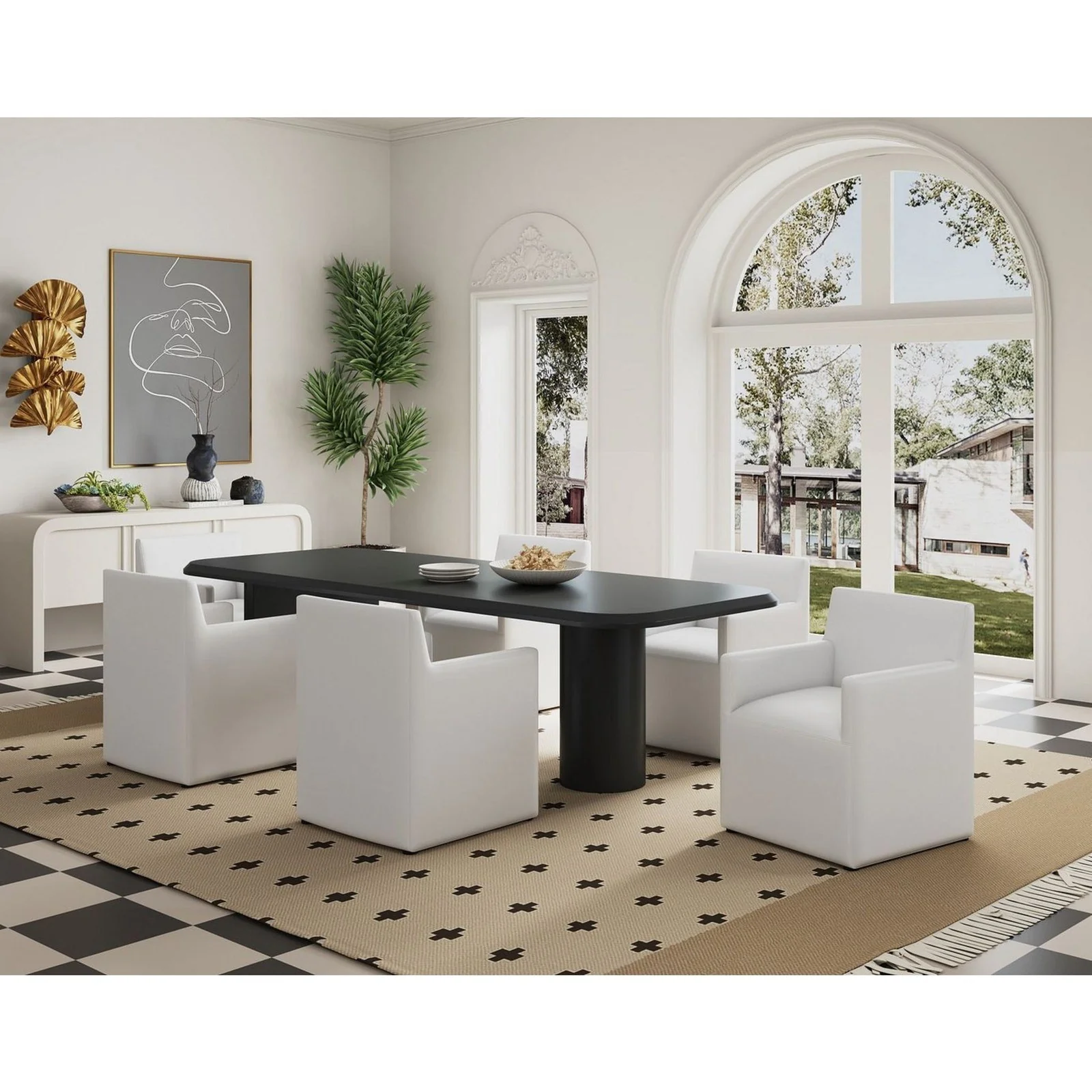 Manhattan Comfort Anna Modern Square Faux Leather Dining Armchair in Saddle (Set of 2) - Image 31