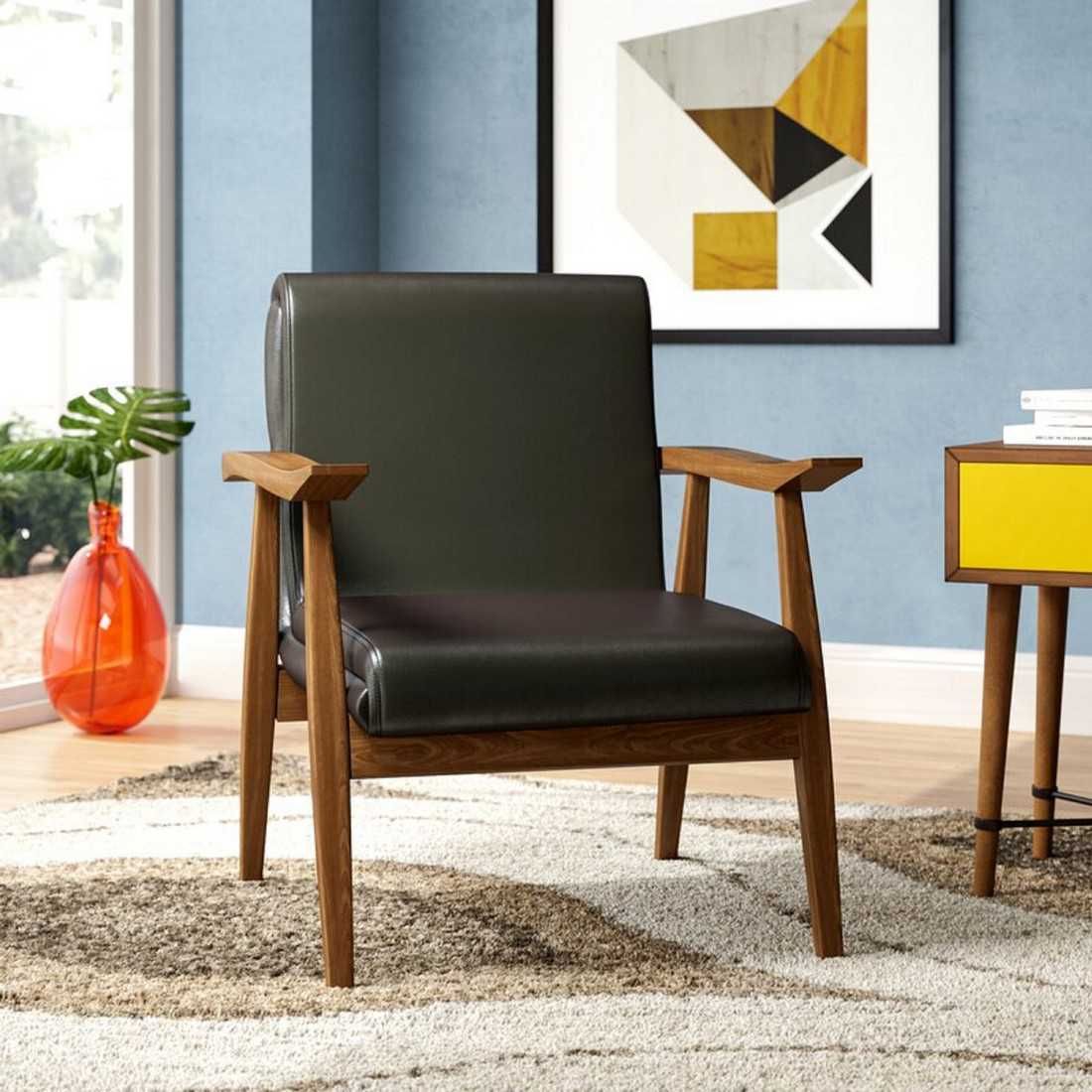 Manhattan Comfort ArchDuke 2-Piece Black and Amber Loveseat and Armchair Set - Image 4