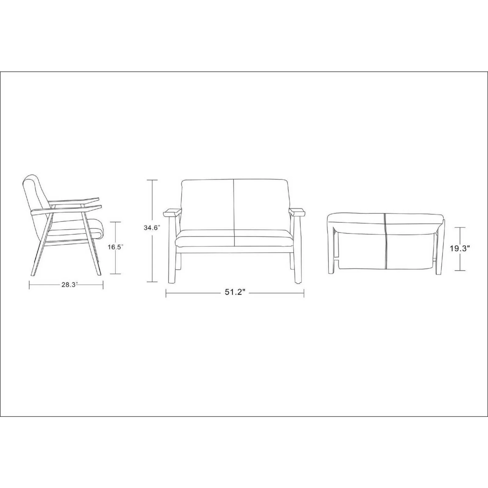 Manhattan Comfort ArchDuke 2-Piece Black and Amber Loveseat and Armchair Set - Image 8