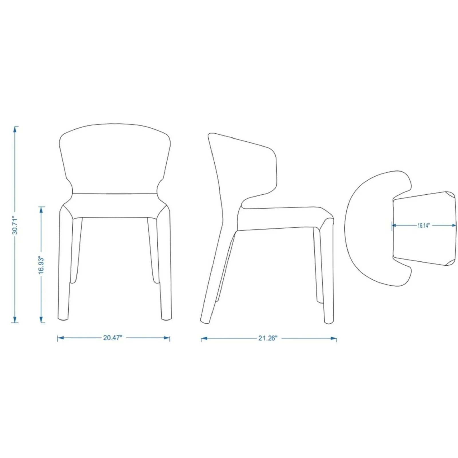 Manhattan Comfort Conrad Modern Woven Tweed Dining Chair in Wheat (Set of 4) - Image 10