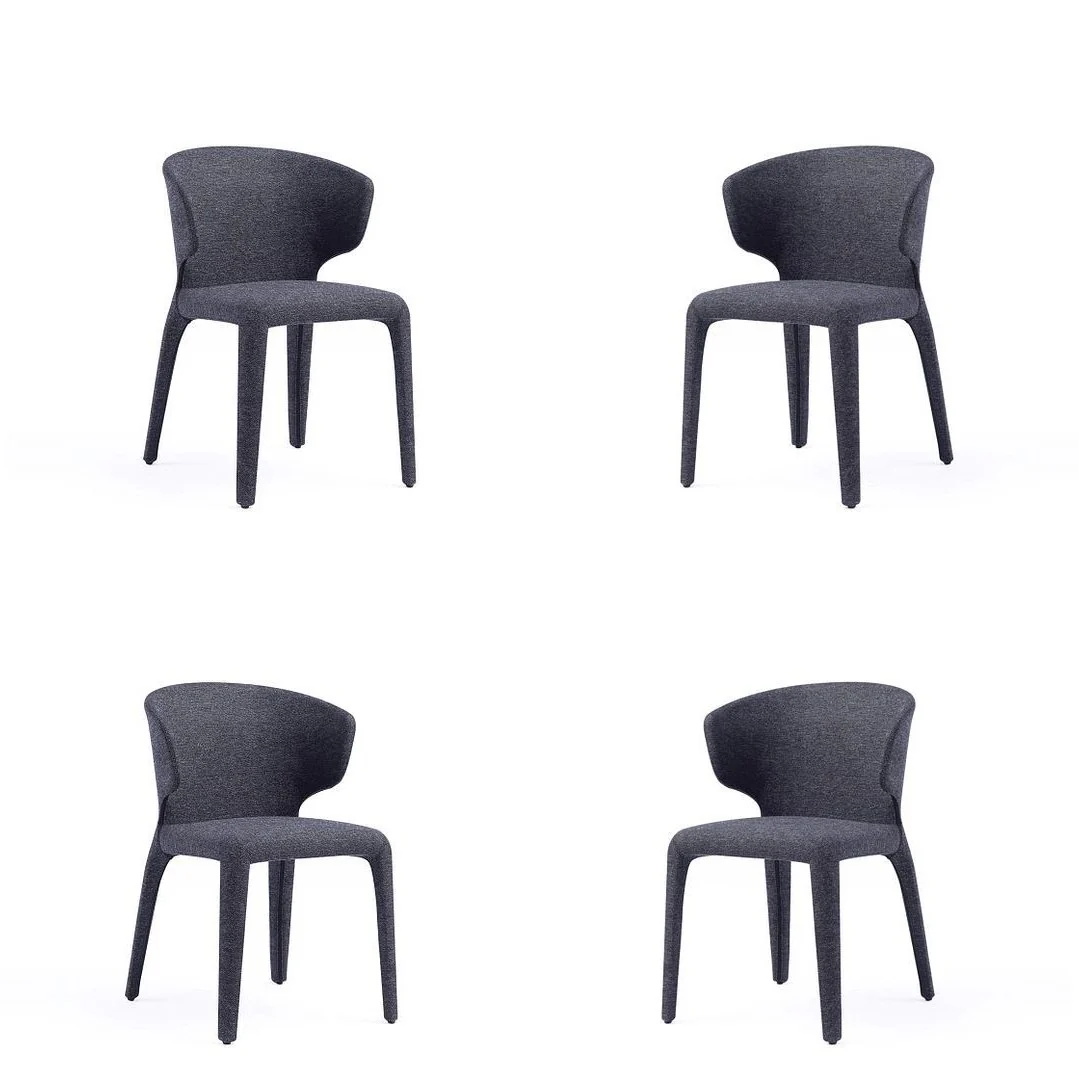 Manhattan Comfort Conrad Modern Woven Tweed Dining Chair in Wheat (Set of 4) - Image 22