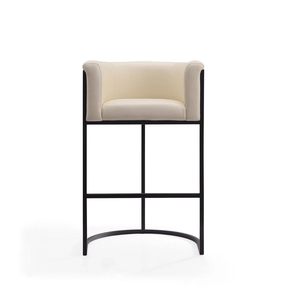Manhattan Comfort Cosmopolitan 37.8 in. Cream and Black Metal Barstool (Set of 2) - Image 2