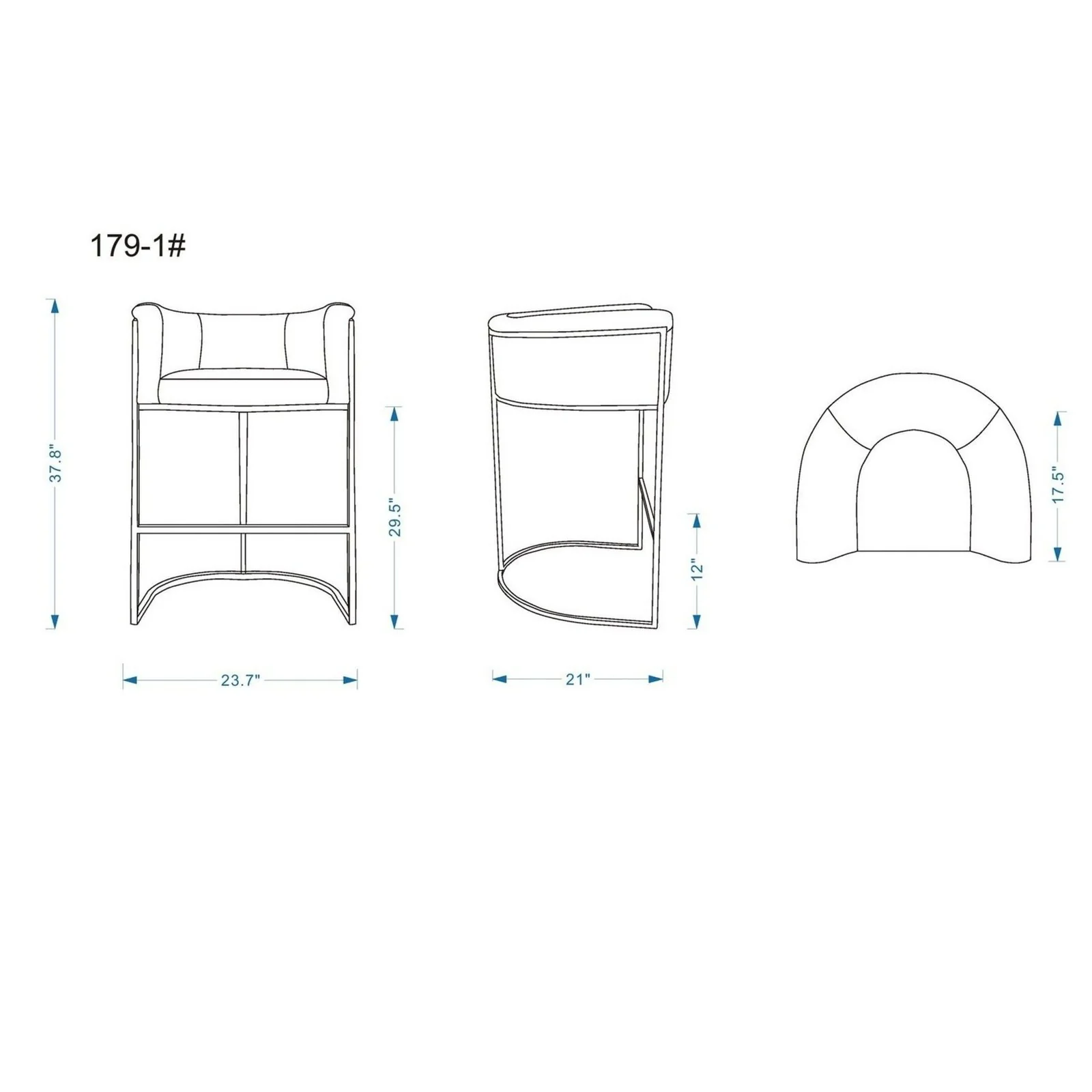 Manhattan Comfort Cosmopolitan 37.8 in. Cream and Black Metal Barstool (Set of 2) - Image 21