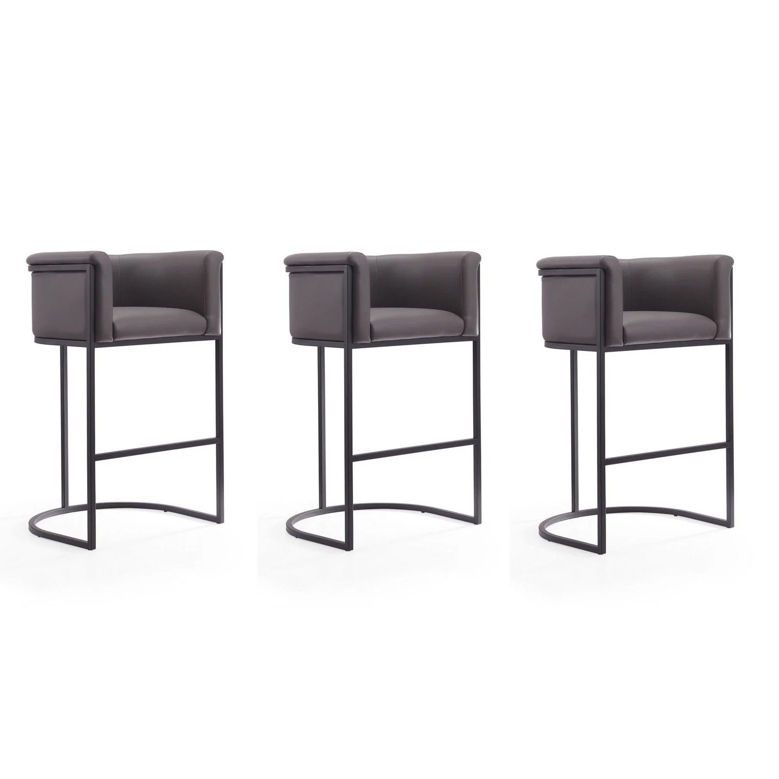 Manhattan Comfort Cosmopolitan 37.8 in. Cream and Black Metal Barstool (Set of 3) - Image 22