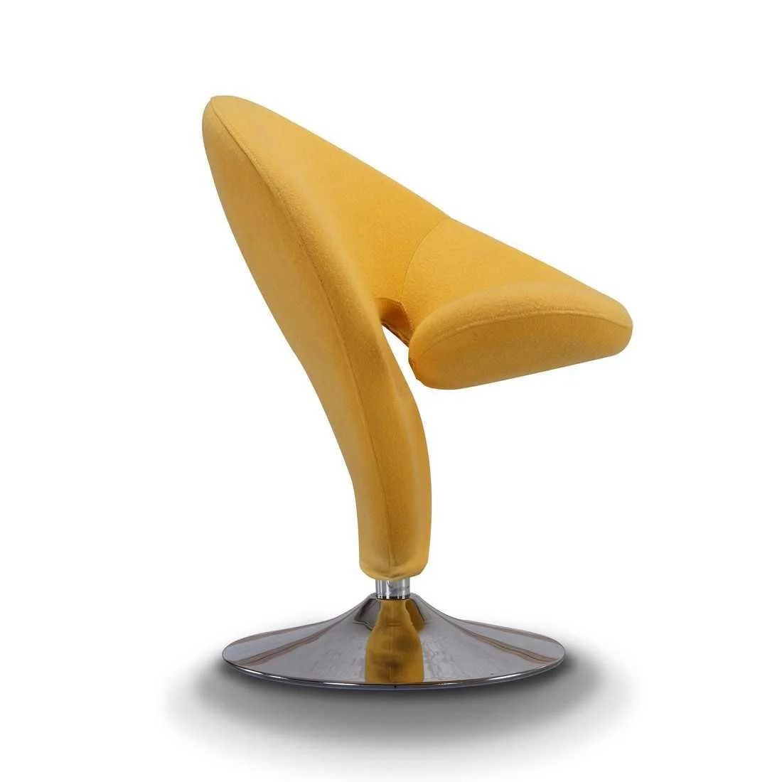 Manhattan Comfort Curl Yellow and Polished Chrome Wool Blend Swivel Accent Chair (Set of 2) - Image 3