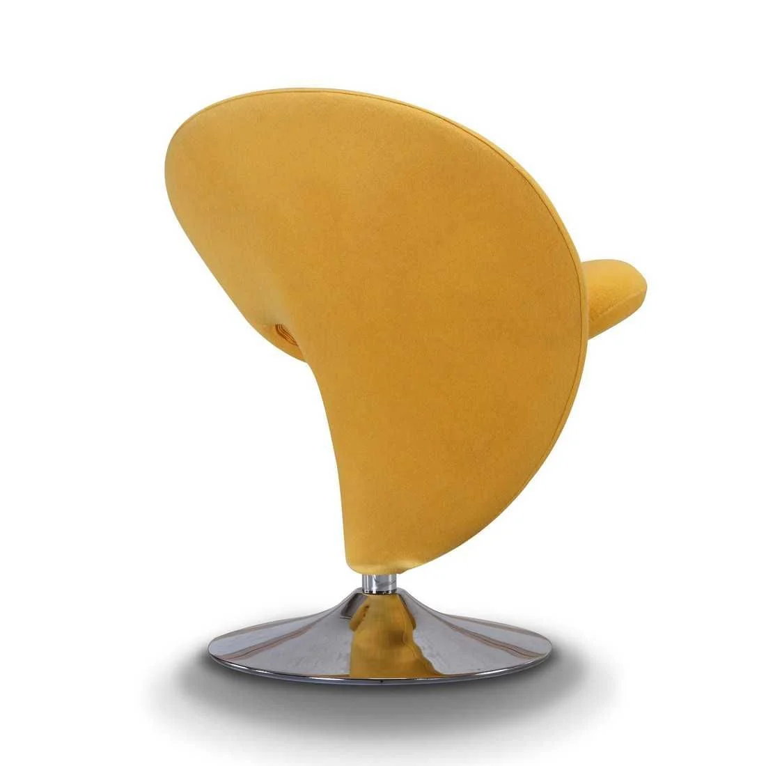 Manhattan Comfort Curl Yellow and Polished Chrome Wool Blend Swivel Accent Chair (Set of 2) - Image 4