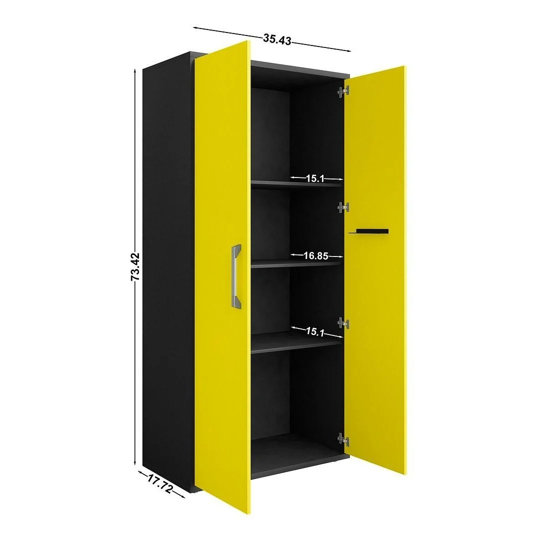 Manhattan Comfort Eiffel 3-Piece Storage Garage Set in White - Image 38