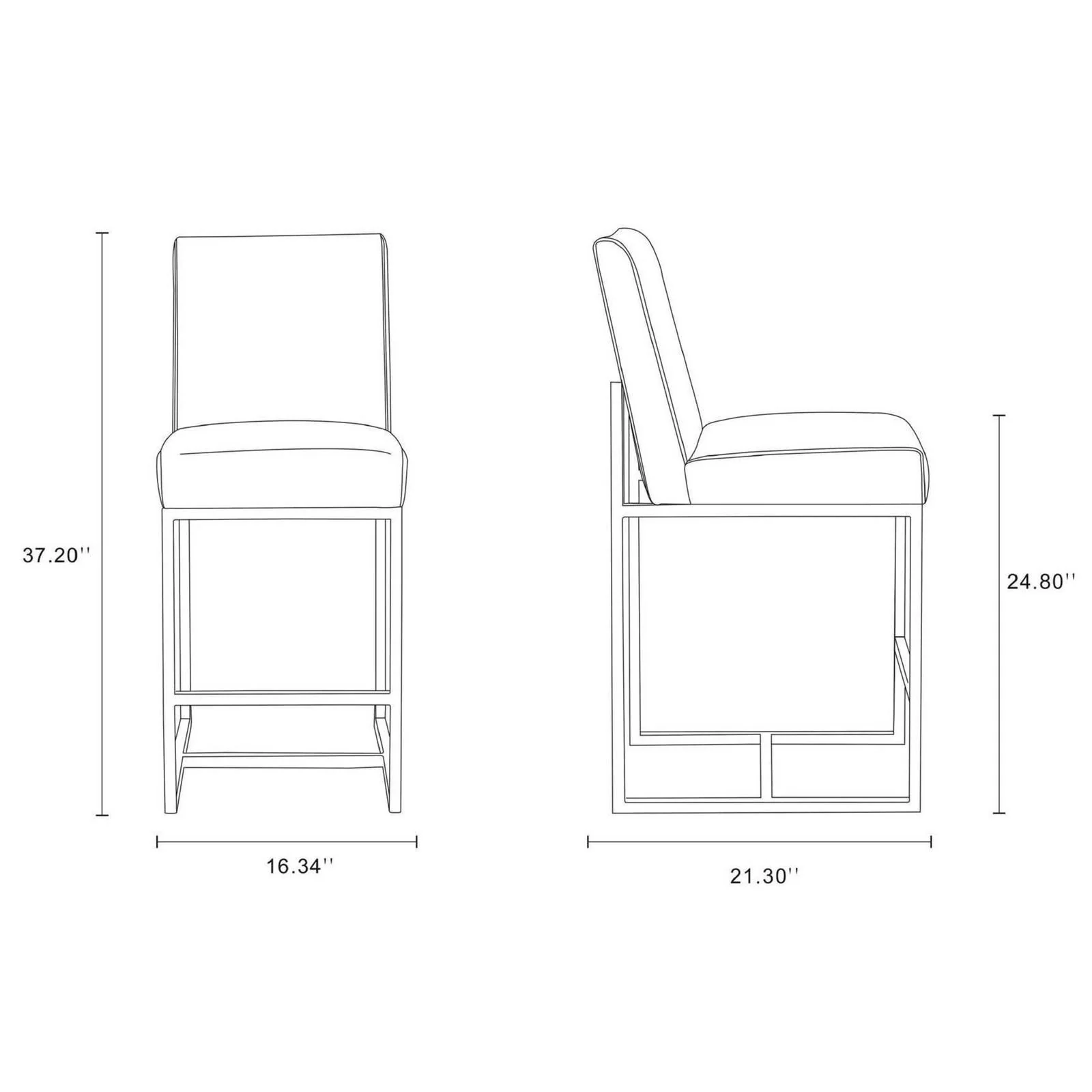 Manhattan Comfort Element 37.2 in. Pearl White and Polished Chrome Stainless Steel Counter Height Bar Stool (Set of 3) - Image 21
