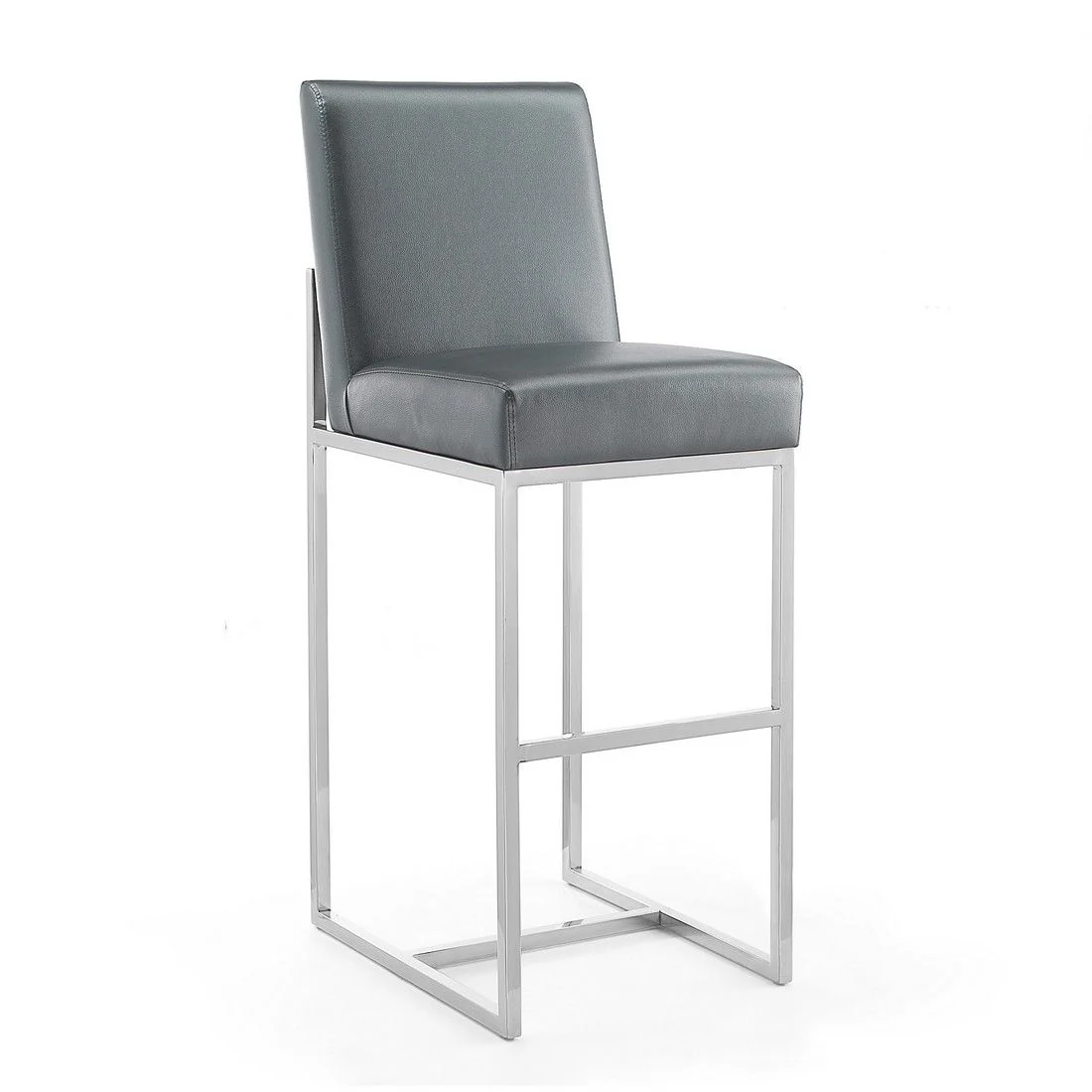 Manhattan Comfort Element 42.13 in. Pearl White and Polished Chrome Stainless Steel Bar Stool (Set of 3) - Image 10