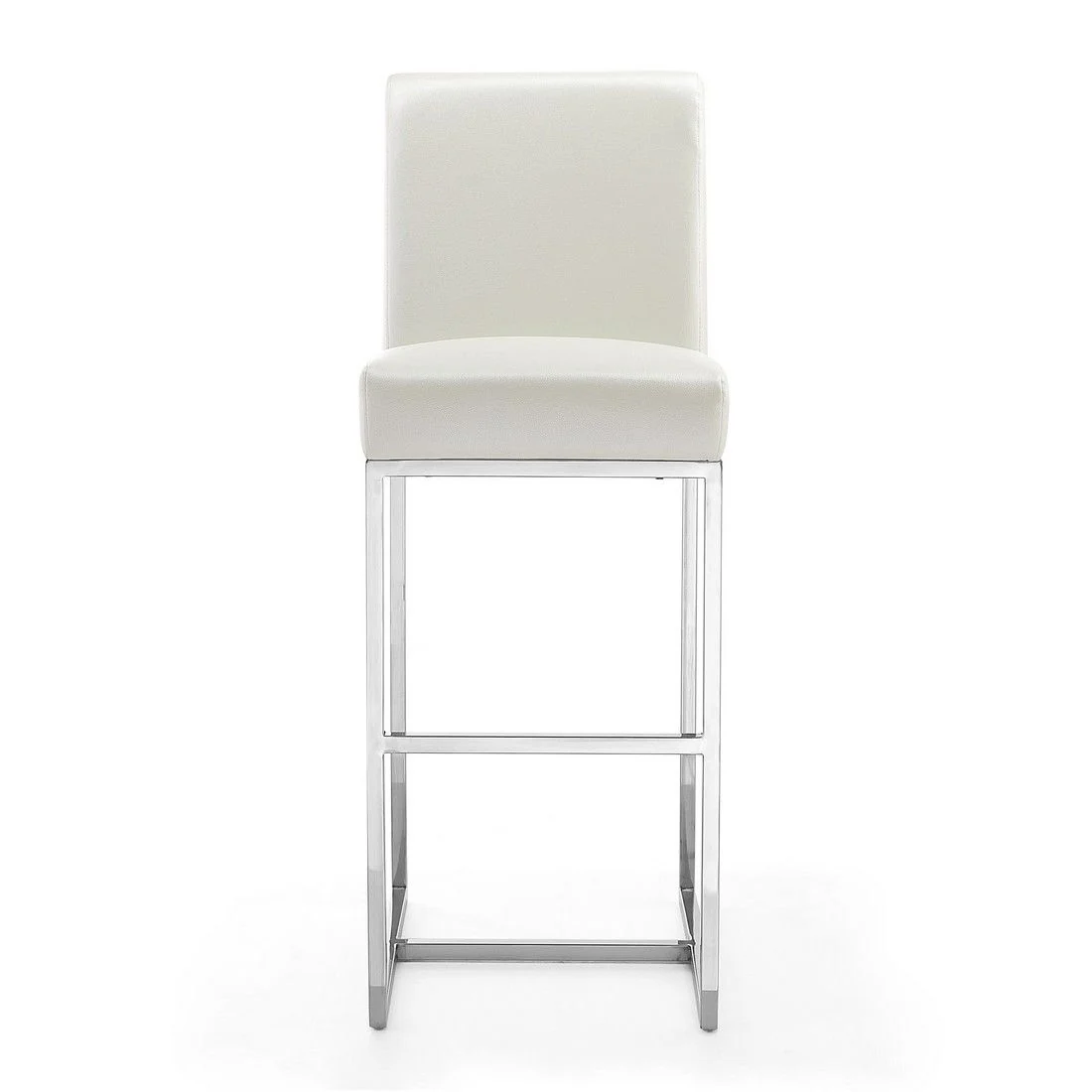 Manhattan Comfort Element 42.13 in. Pearl White and Polished Chrome Stainless Steel Bar Stool (Set of 3) - Image 2