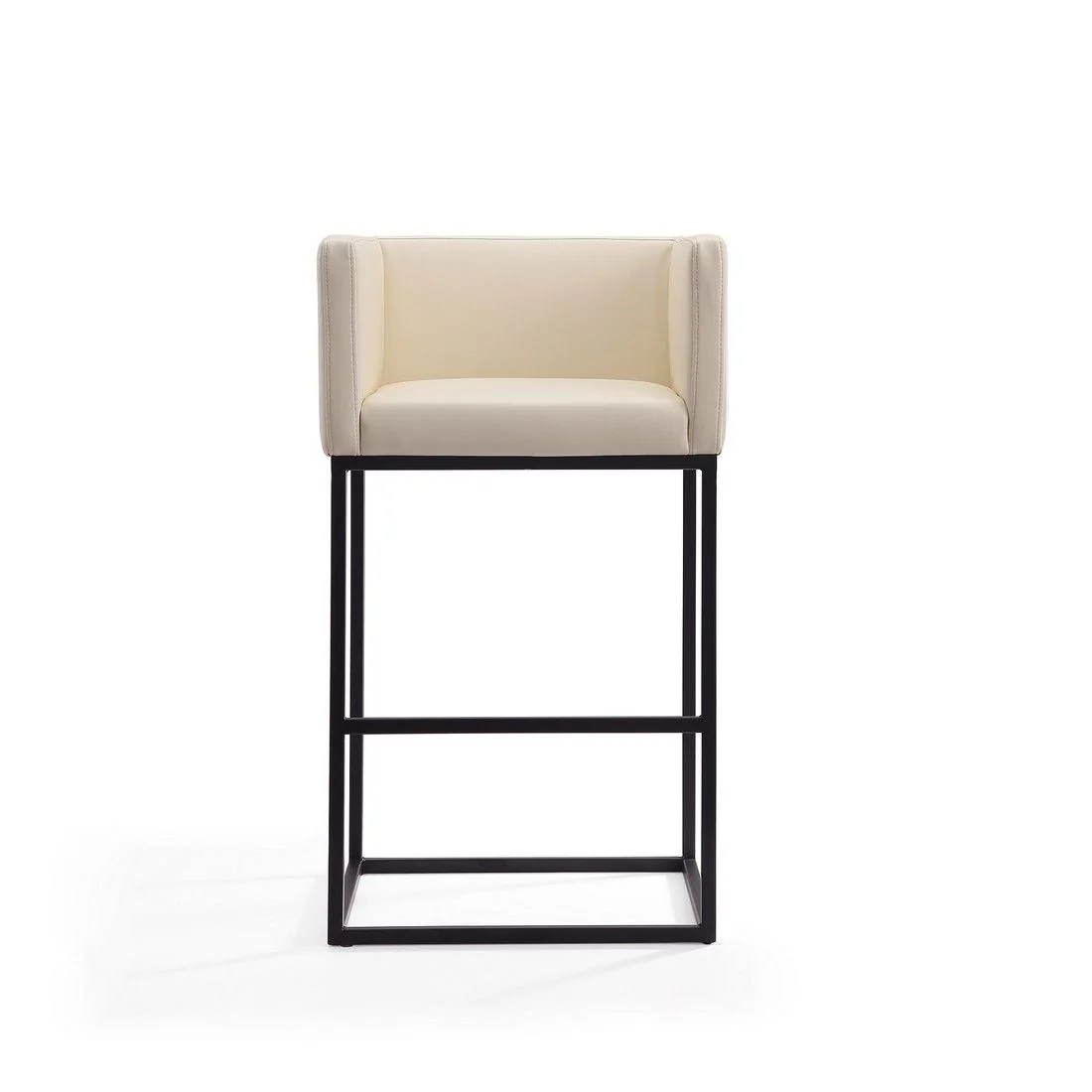 Manhattan Comfort Embassy 38 in. Cream and Black Metal Barstool (Set of 3) - Image 2