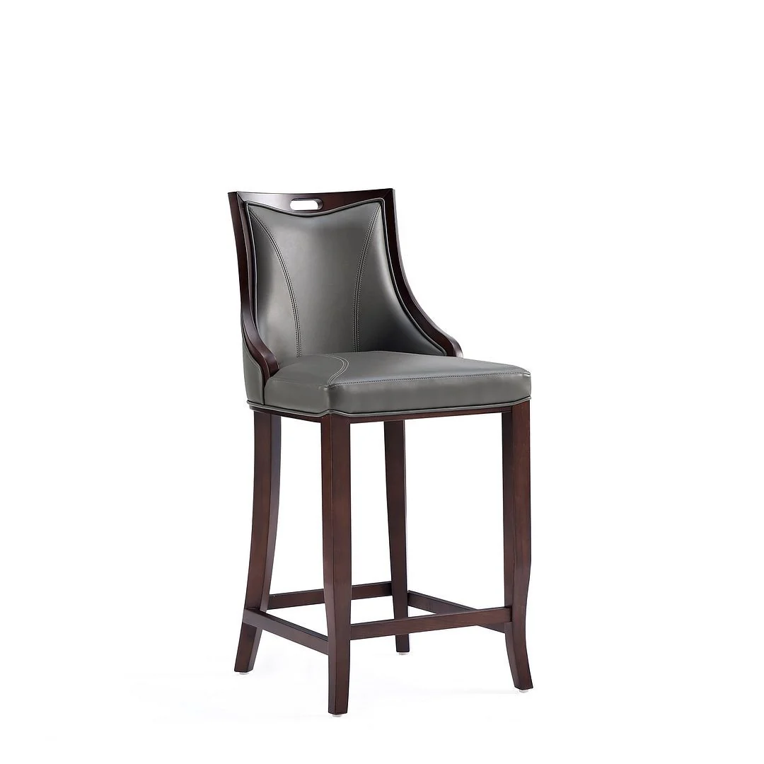 Manhattan Comfort Emperor Faux Leather Barstool in Pebble Grey (Set of 2) - Image 3