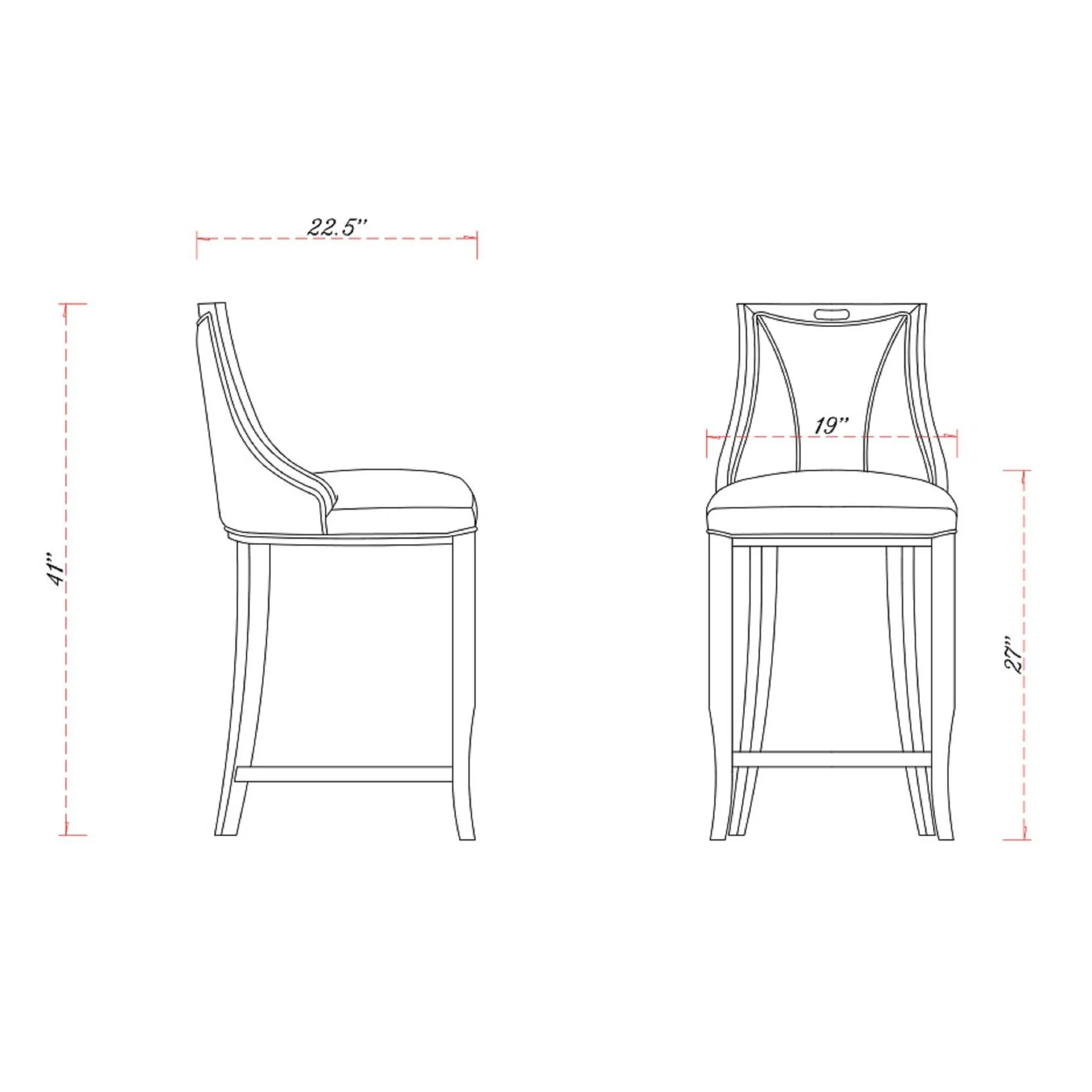 Manhattan Comfort Emperor Faux Leather Barstool in Pebble Grey (Set of 2) - Image 4